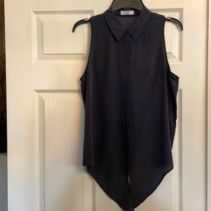 Equipment Sleeveless Black Polka Dot Blouse